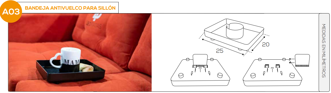 Bandeja Antivuelco para Sillón